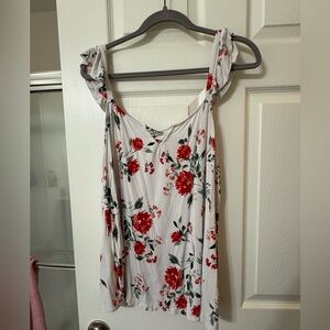 Torrid Floral Print Top - Red and White